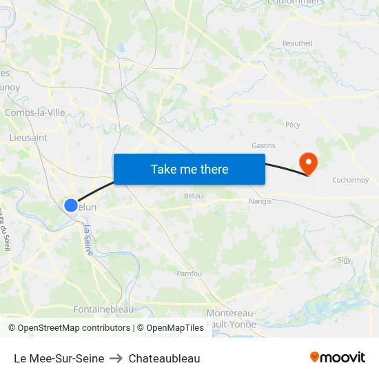 Le Mee-Sur-Seine to Chateaubleau map