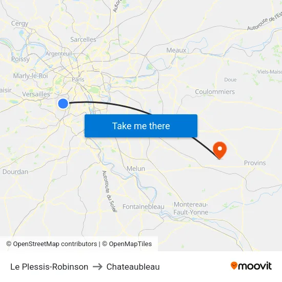 Le Plessis-Robinson to Chateaubleau map