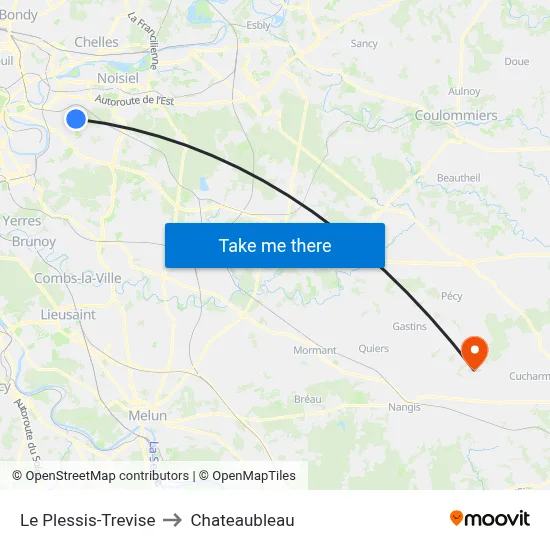 Le Plessis-Trevise to Chateaubleau map
