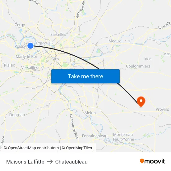 Maisons-Laffitte to Chateaubleau map