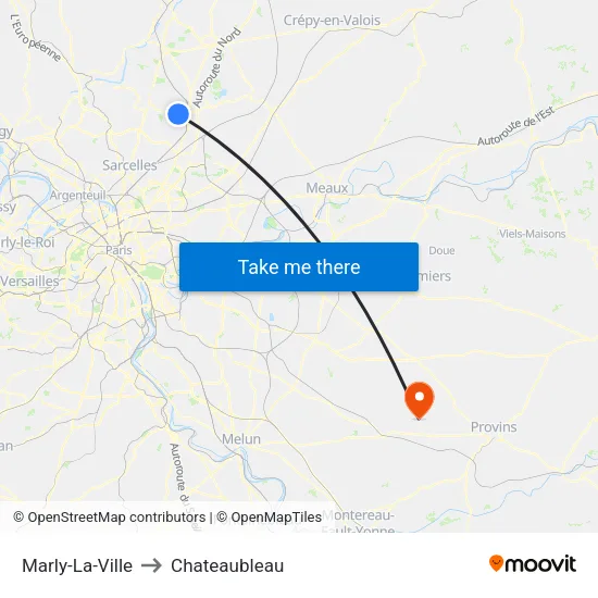 Marly-La-Ville to Chateaubleau map