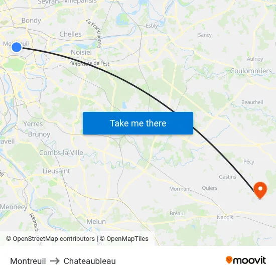 Montreuil to Chateaubleau map