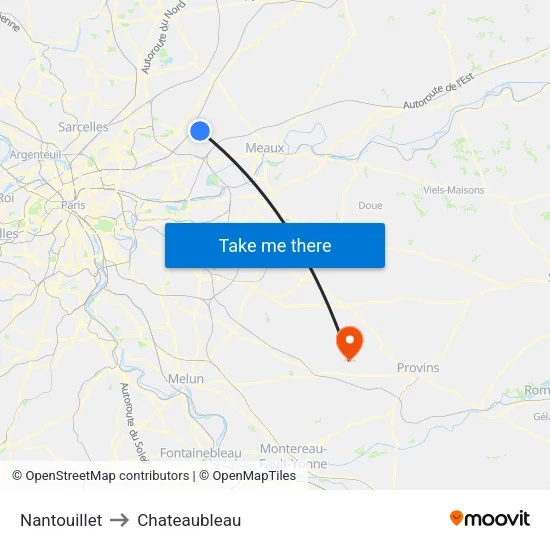 Nantouillet to Chateaubleau map