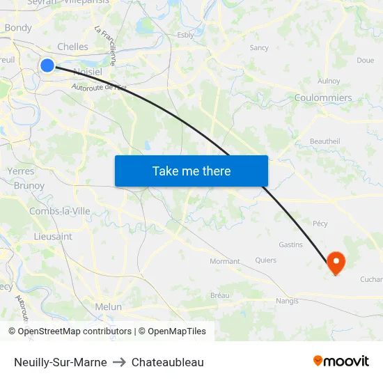 Neuilly-Sur-Marne to Chateaubleau map