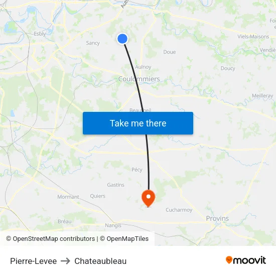 Pierre-Levee to Chateaubleau map