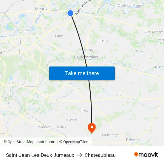 Saint-Jean-Les-Deux-Jumeaux to Chateaubleau map