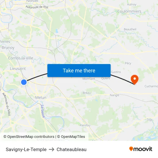 Savigny-Le-Temple to Chateaubleau map