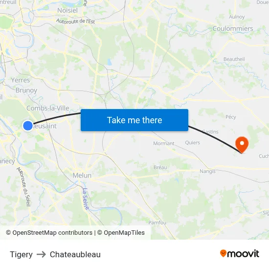 Tigery to Chateaubleau map