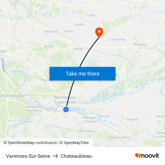 Varennes-Sur-Seine to Chateaubleau map