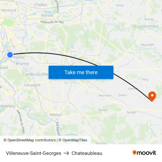 Villeneuve-Saint-Georges to Chateaubleau map