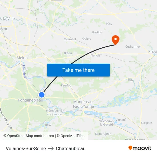 Vulaines-Sur-Seine to Chateaubleau map
