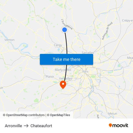 Arronville to Chateaufort map