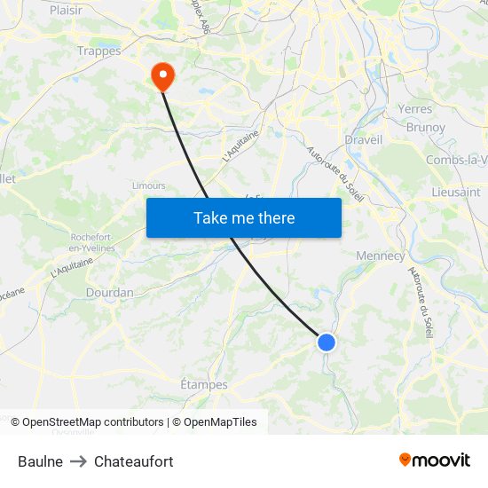 Baulne to Chateaufort map