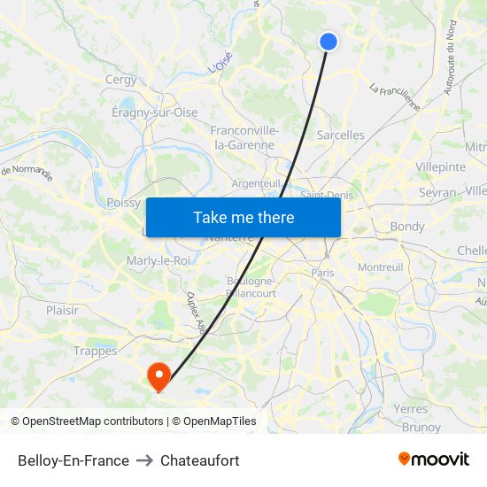 Belloy-En-France to Chateaufort map