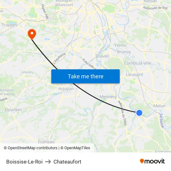 Boissise-Le-Roi to Chateaufort map