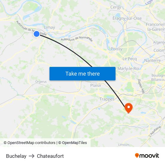 Buchelay to Chateaufort map