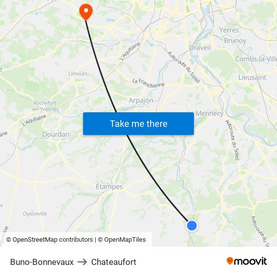 Buno-Bonnevaux to Chateaufort map