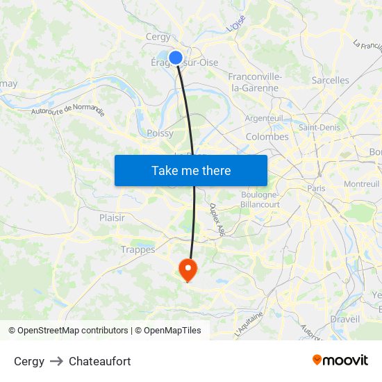 Cergy to Chateaufort map