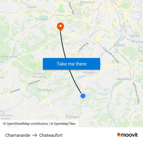 Chamarande to Chateaufort map