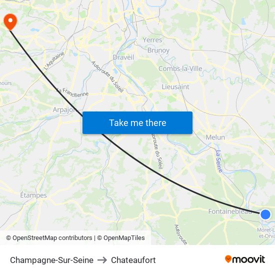 Champagne-Sur-Seine to Chateaufort map