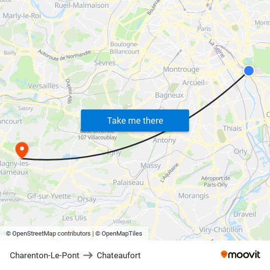 Charenton-Le-Pont to Chateaufort map