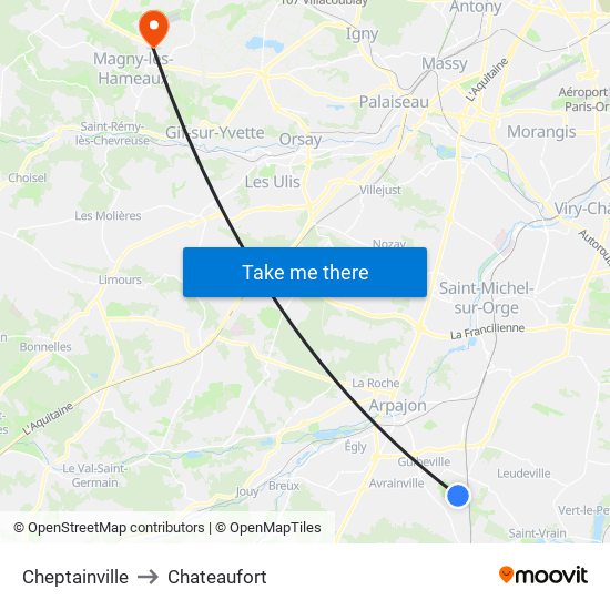 Cheptainville to Chateaufort map