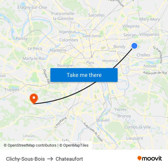 Clichy-Sous-Bois to Chateaufort map