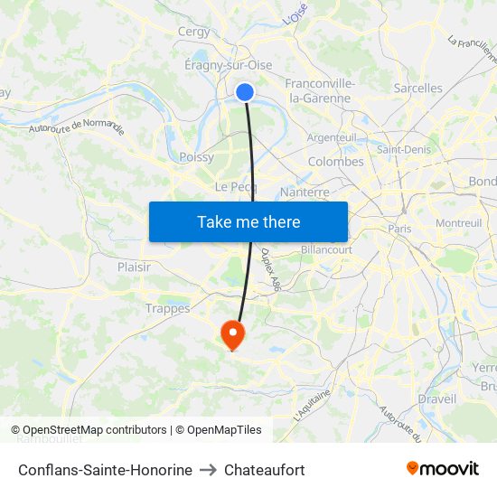 Conflans-Sainte-Honorine to Chateaufort map
