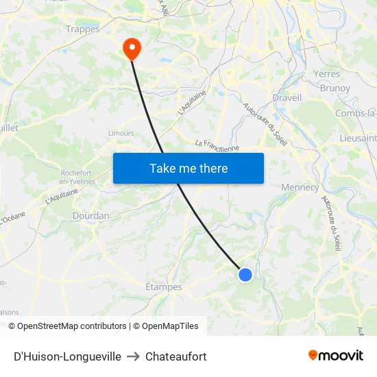 D'Huison-Longueville to Chateaufort map