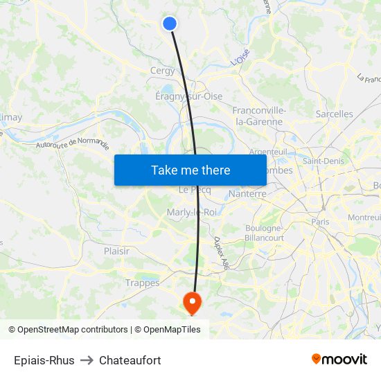 Epiais-Rhus to Chateaufort map