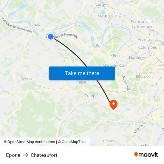 Epone to Chateaufort map
