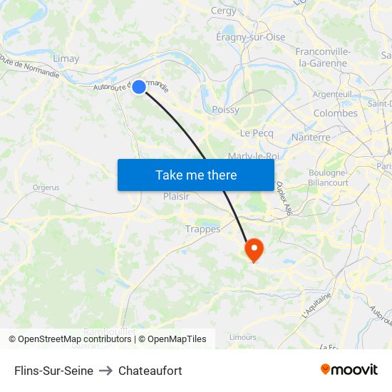 Flins-Sur-Seine to Chateaufort map
