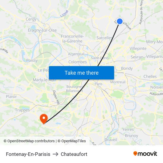 Fontenay-En-Parisis to Chateaufort map