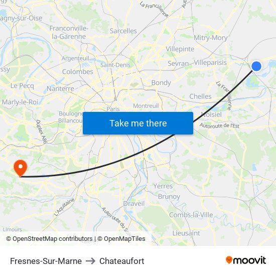 Fresnes-Sur-Marne to Chateaufort map