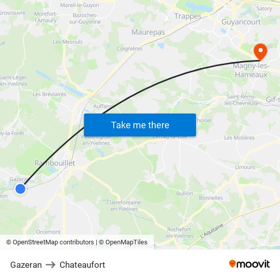 Gazeran to Chateaufort map