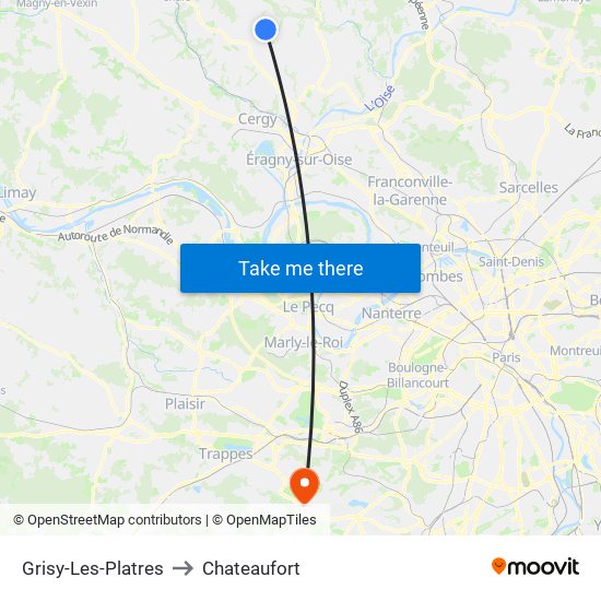 Grisy-Les-Platres to Chateaufort map