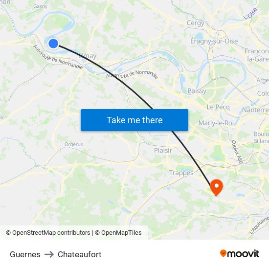 Guernes to Chateaufort map