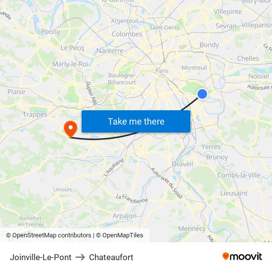 Joinville-Le-Pont to Chateaufort map