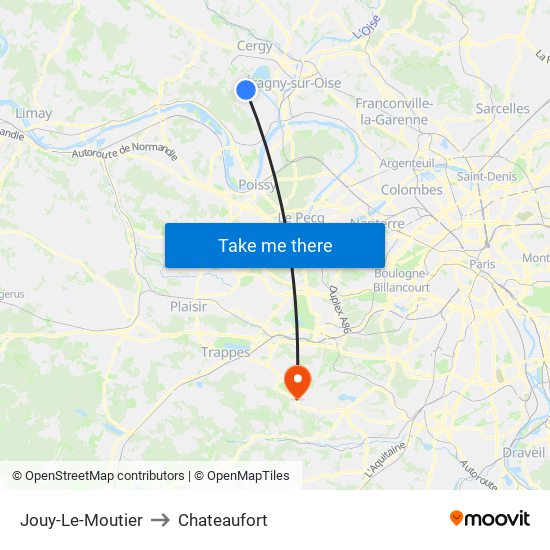 Jouy-Le-Moutier to Chateaufort map