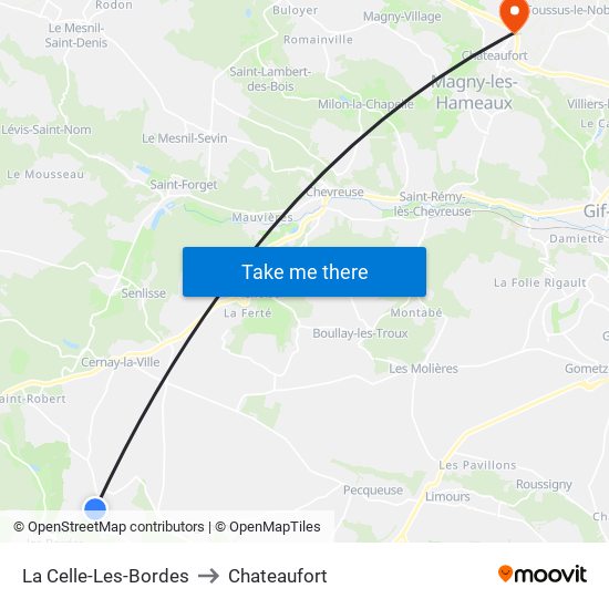 La Celle-Les-Bordes to Chateaufort map