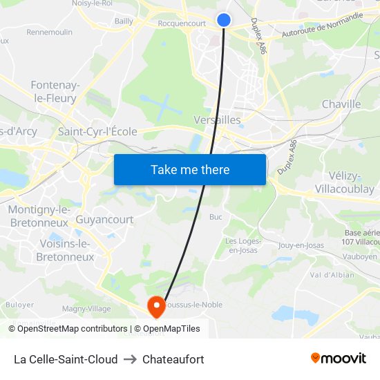 La Celle-Saint-Cloud to Chateaufort map