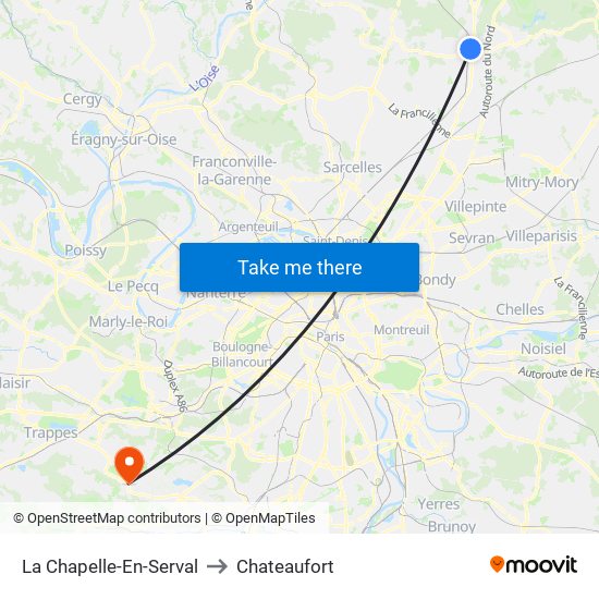 La Chapelle-En-Serval to Chateaufort map