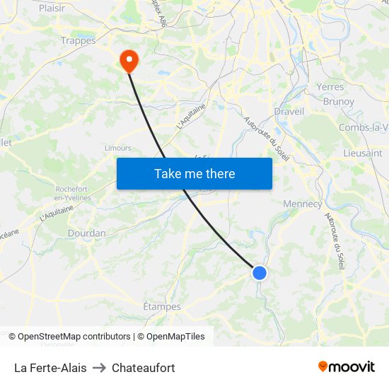 La Ferte-Alais to Chateaufort map