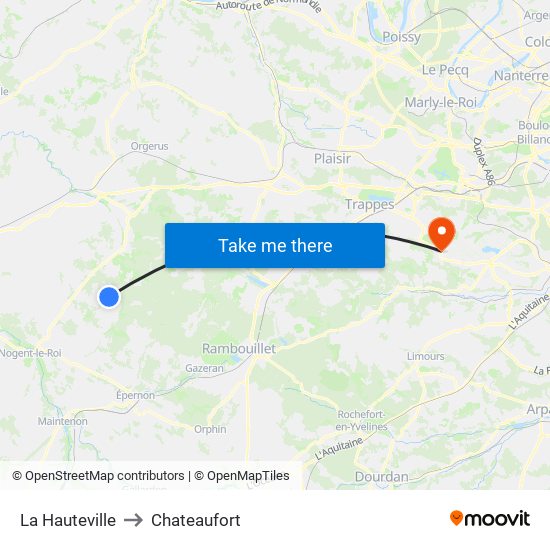 La Hauteville to Chateaufort map