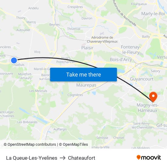 La Queue-Les-Yvelines to Chateaufort map