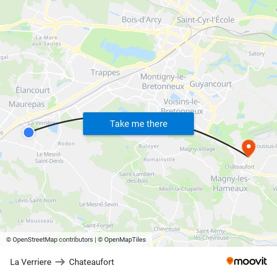La Verriere to Chateaufort map