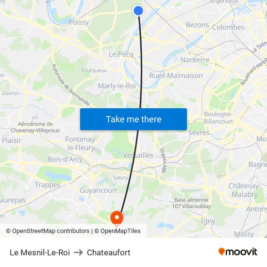 Le Mesnil-Le-Roi to Chateaufort map