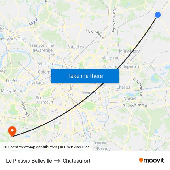 Le Plessis-Belleville to Chateaufort map