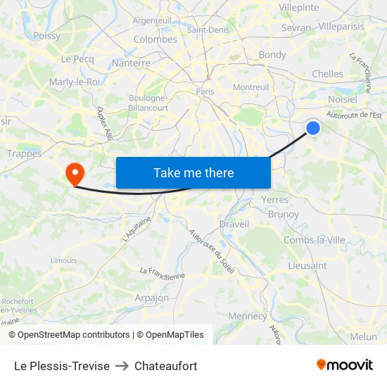 Le Plessis-Trevise to Chateaufort map