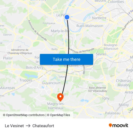 Le Vesinet to Chateaufort map